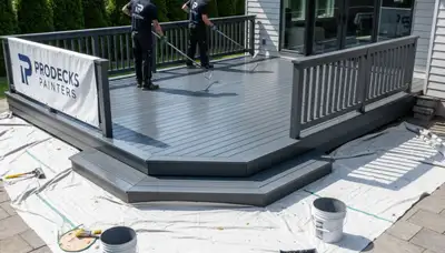 Deck painting service in Olathe, KS protecting wood from sun, humidity, and weather damage