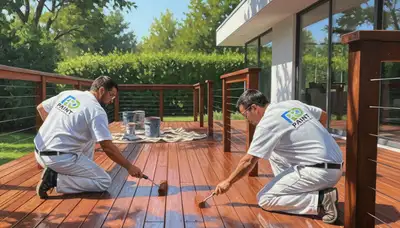 Deck painting service in Olathe, KS protecting wood from sun and humidity