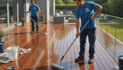 Deck sealing service in Olathe, KS by Olathe Paint Pros to protect against moisture and UV damage