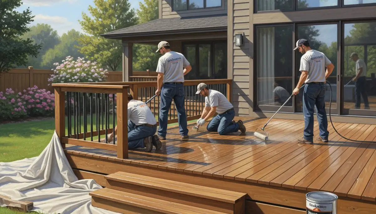 Deck sealing service in Olathe, KS to protect wood from sun, moisture, and seasonal damage