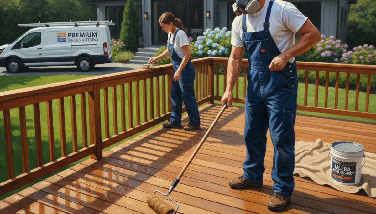 Deck staining service in Olathe, KS protecting wood decks from sun and humidity