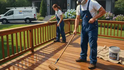 Deck staining service in Olathe, KS protecting wood decks from sun and humidity