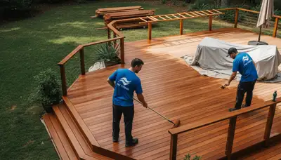 Deck staining service in Olathe, KS by Olathe Paint Pros protecting wood from weather and sun