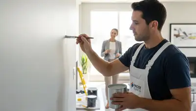 Professional painter completing touch-up services in Olathe, KS for scuffs, chips, and faded walls